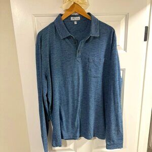 Peter Millar long sleeve polo striped blue XL